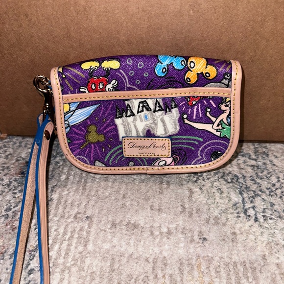 Dooney & Bourke Purple and Tan Disney Wristlet - Picture 1 of 6